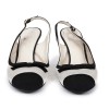 Sandales hautes CHANEL T39,5 cuir bicolore noir et blanc
