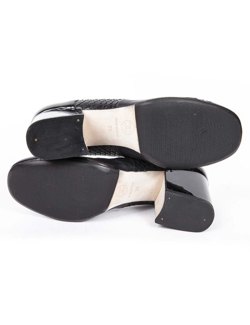 Escarpins CHANEL T 38 cuir et python noir 
