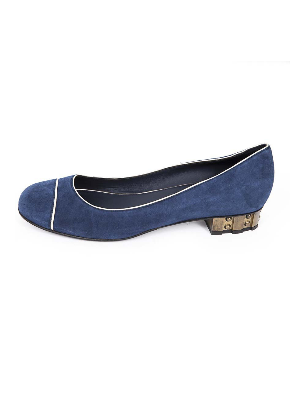 Ballerines CHANEL T 38 veau velours bleu