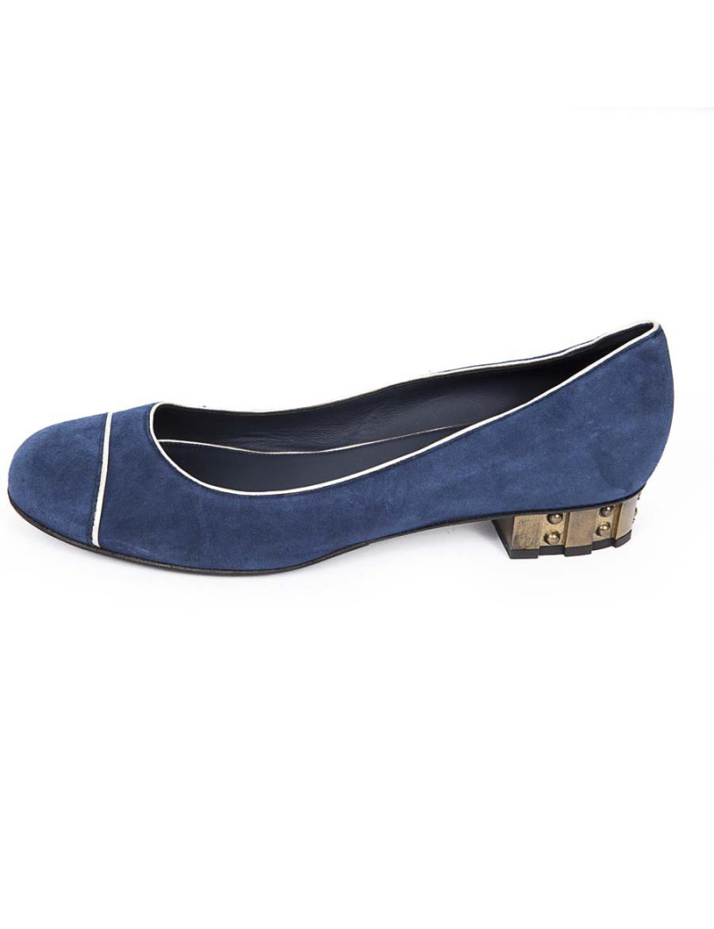CHANEL T 38 Blue Suede ballerinas