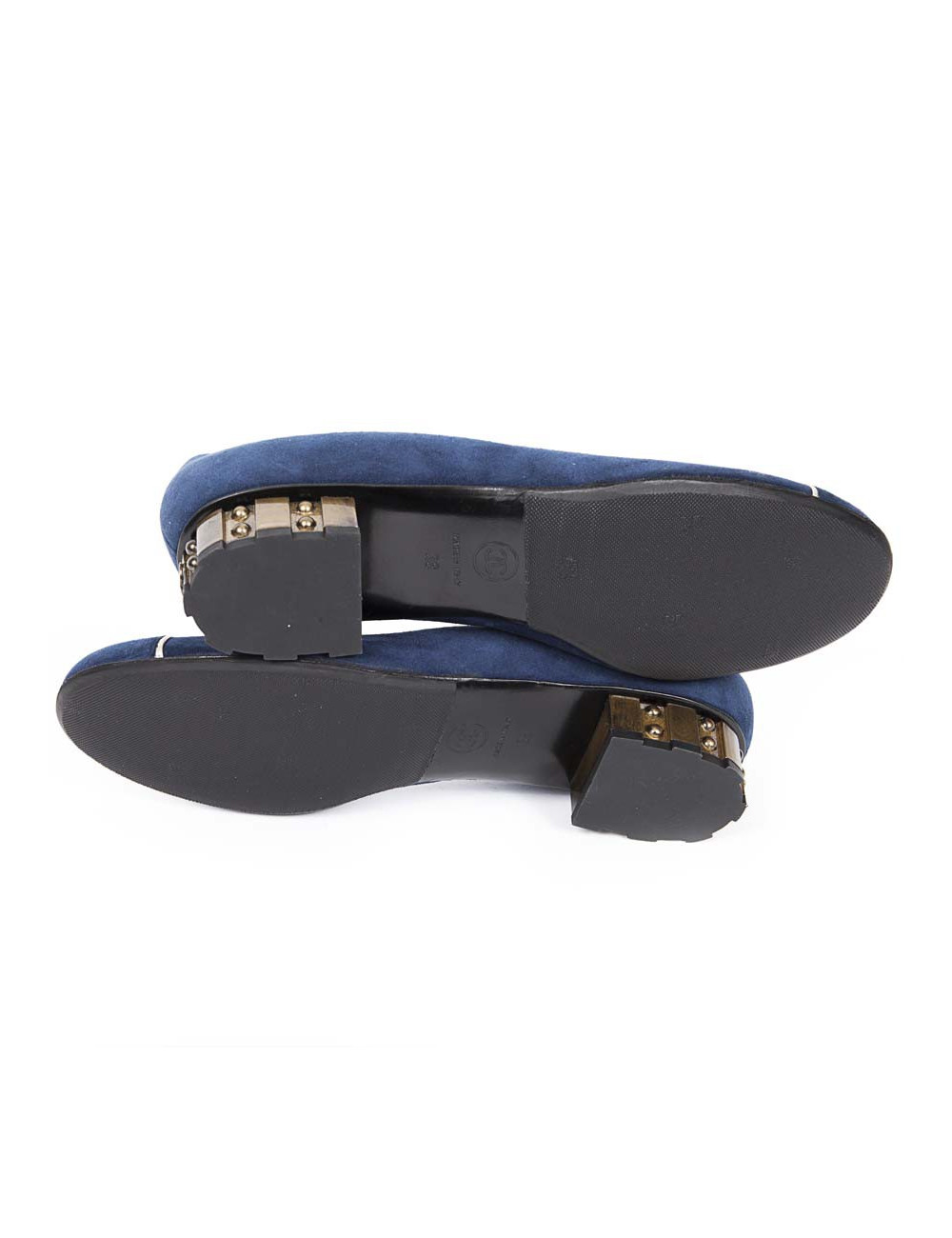 Ballerines CHANEL T 38 veau velours bleu