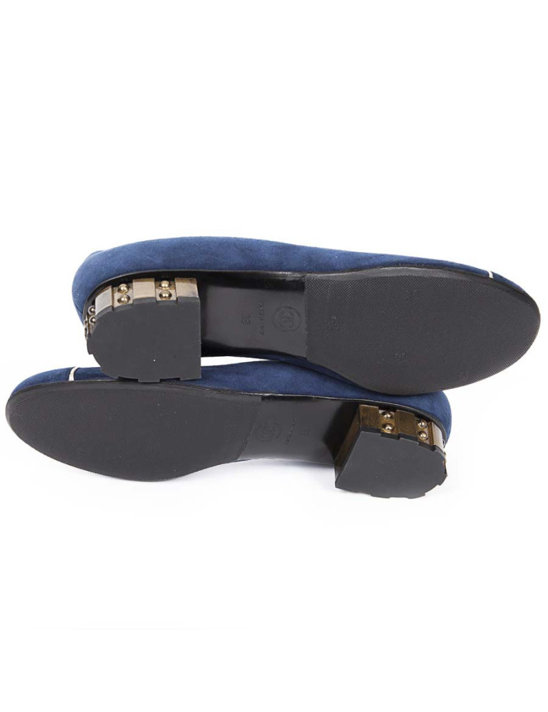 CHANEL T 38 Blue Suede ballerinas