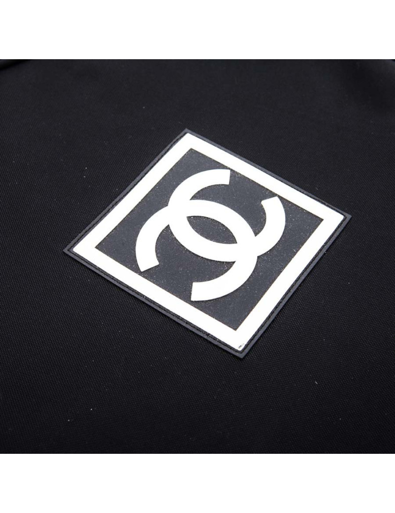 CHANEL Black canvas tennis racquet cover