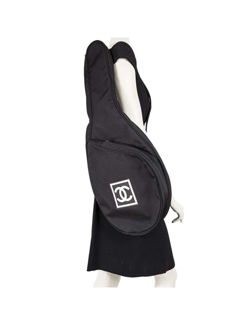 Housse raquette de tennis CHANEL toile noire