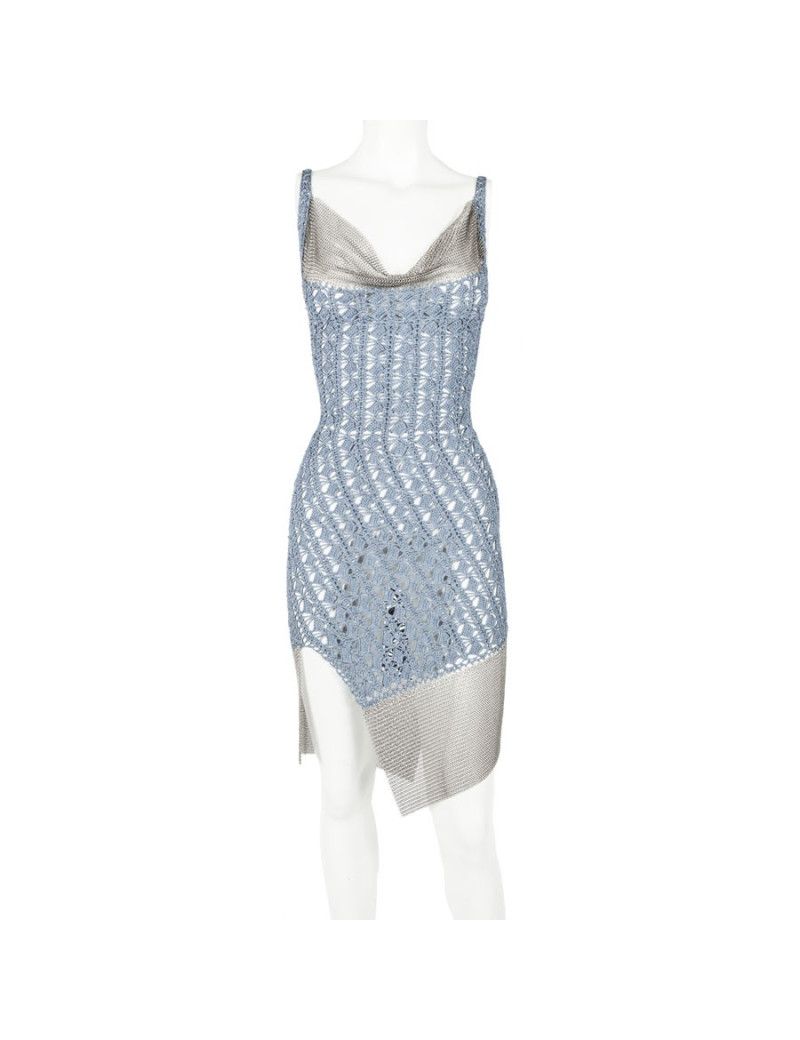 Robe CHRISTIAN DIOR Boutique crochet bleu et cote de maille