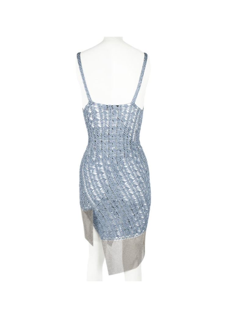 Robe CHRISTIAN DIOR Boutique crochet bleu et cote de maille
