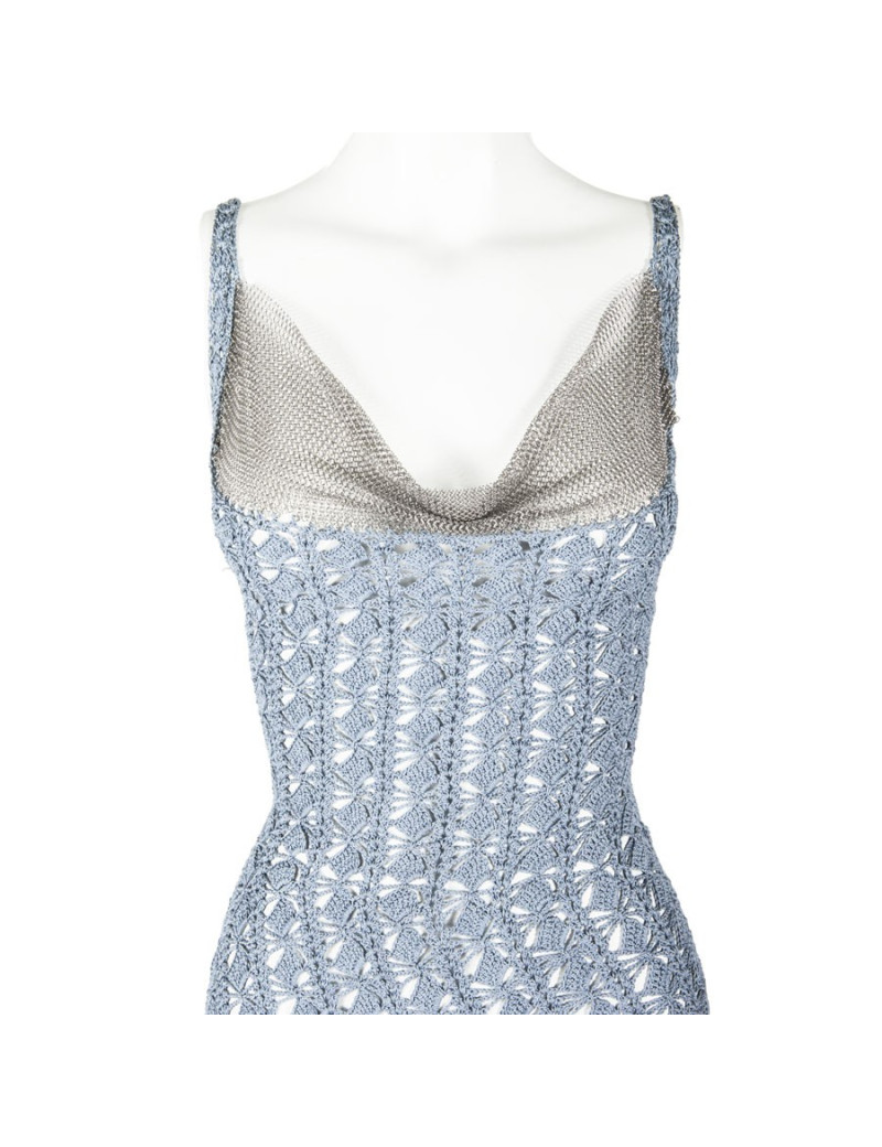 Robe CHRISTIAN DIOR Boutique crochet bleu et cote de maille