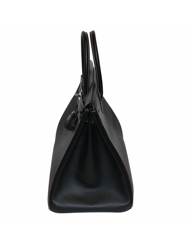 Birkin 40 HERMES epsom noir surpiqûres blanches