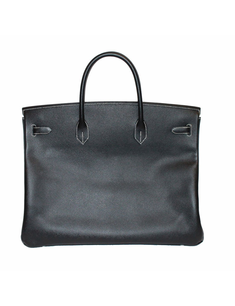 Birkin 40 HERMES epsom noir surpiqûres blanches