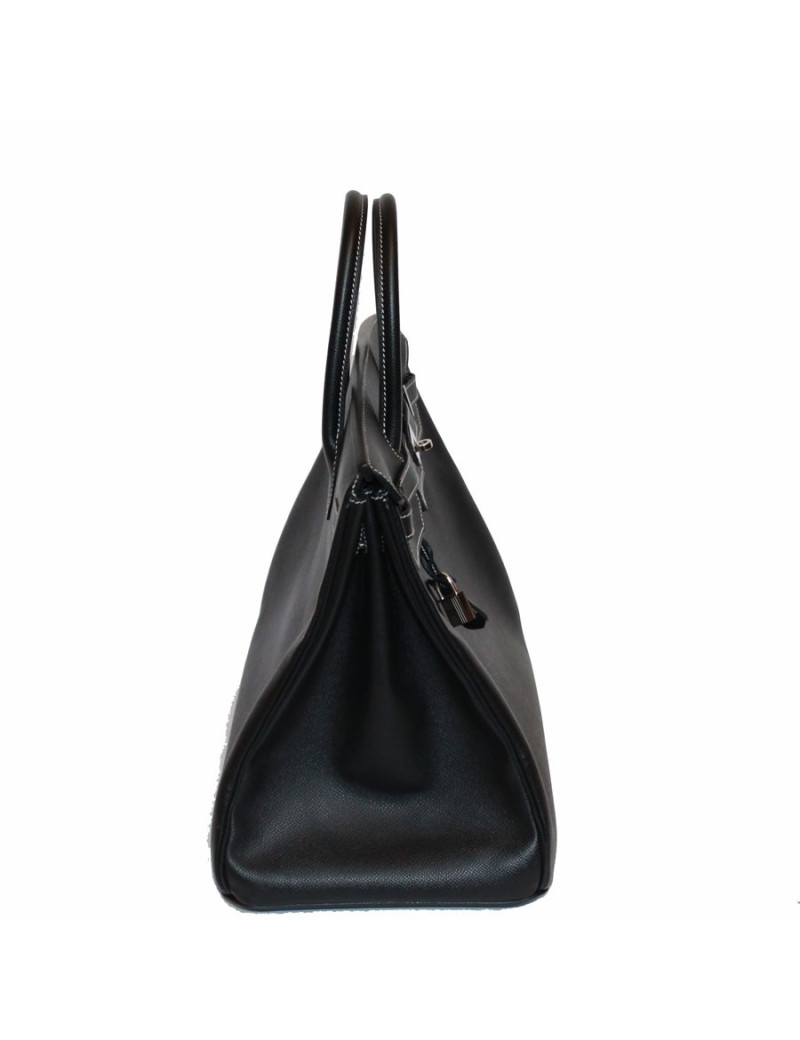 Birkin 40 HERMES epsom noir surpiqûres blanches