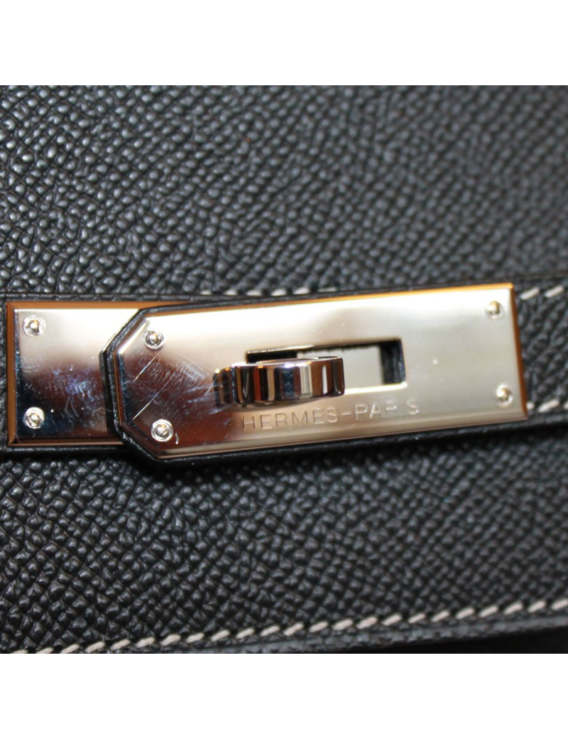 Birkin 40 HERMES epsom noir surpiqûres blanches