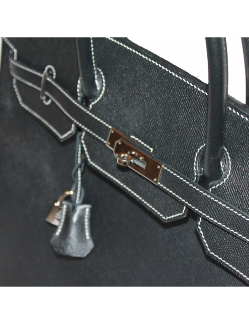 Birkin 40 HERMES epsom noir surpiqûres blanches