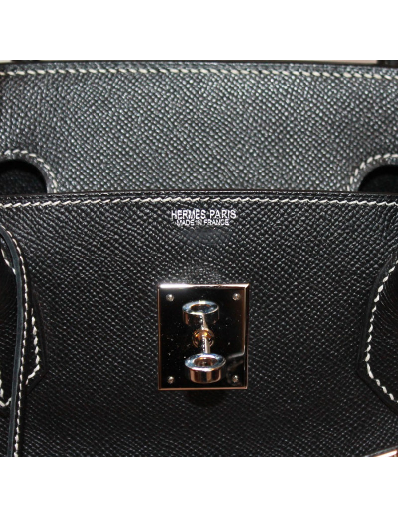 Birkin 40 HERMES epsom noir surpiqûres blanches