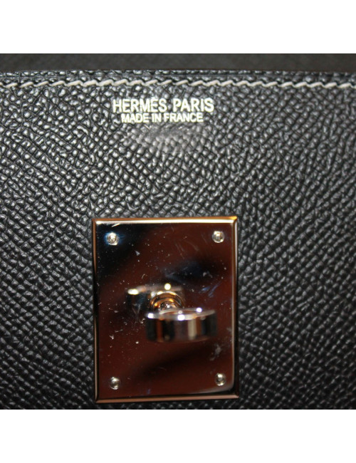 Birkin 40 HERMES epsom noir surpiqûres blanches