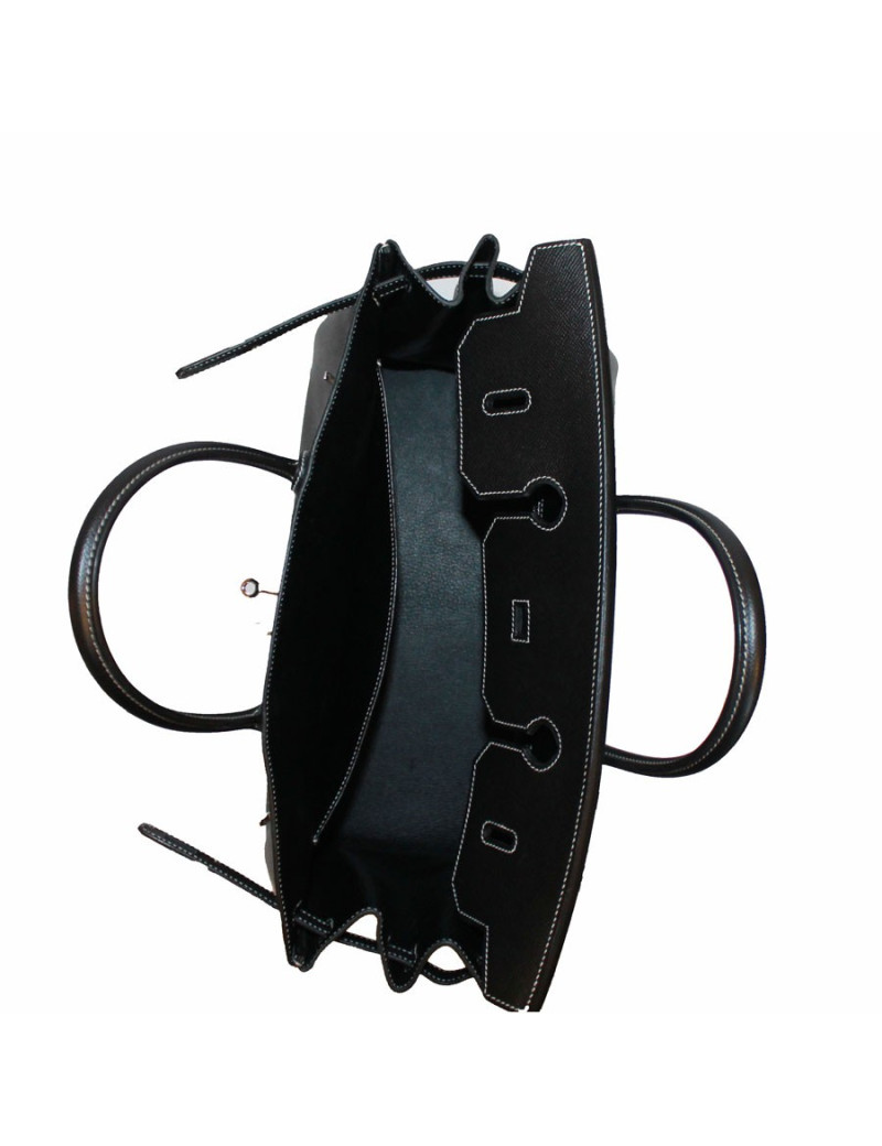 Birkin 40 HERMES epsom noir surpiqûres blanches