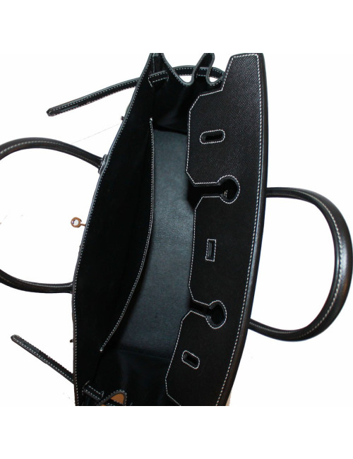 Birkin 40 HERMES epsom noir surpiqûres blanches