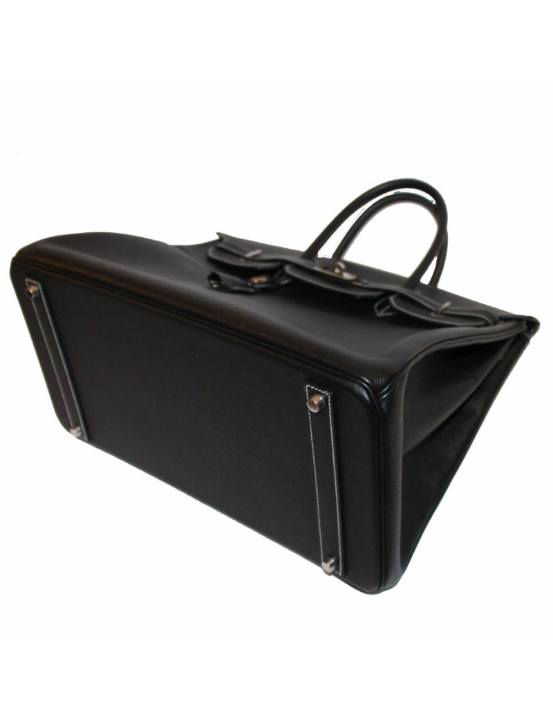 Birkin 40 HERMES epsom noir surpiqûres blanches