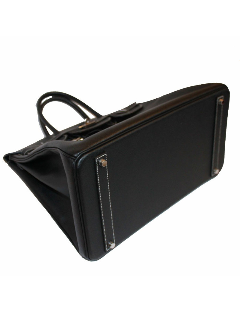 Birkin 40 HERMES epsom noir surpiqûres blanches