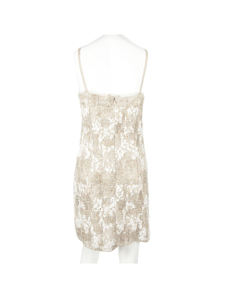 Dress CHANEL T 38 beige tweed and son of gold and silver