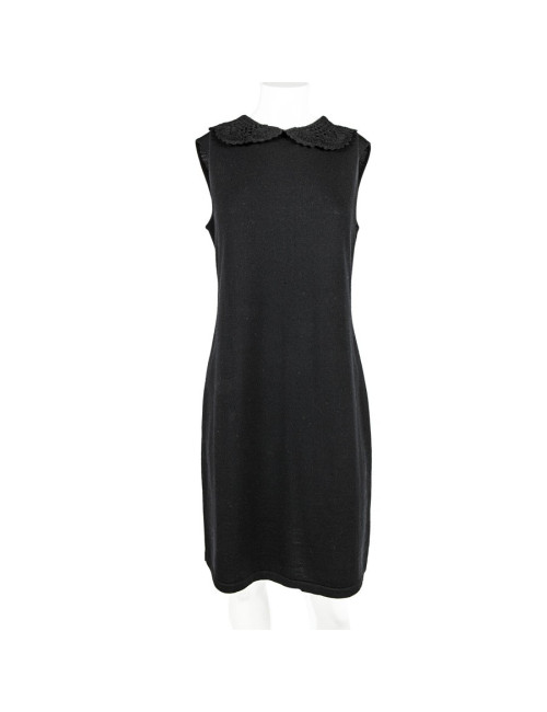 Robe VALENTINO  en laine col au crochet noire