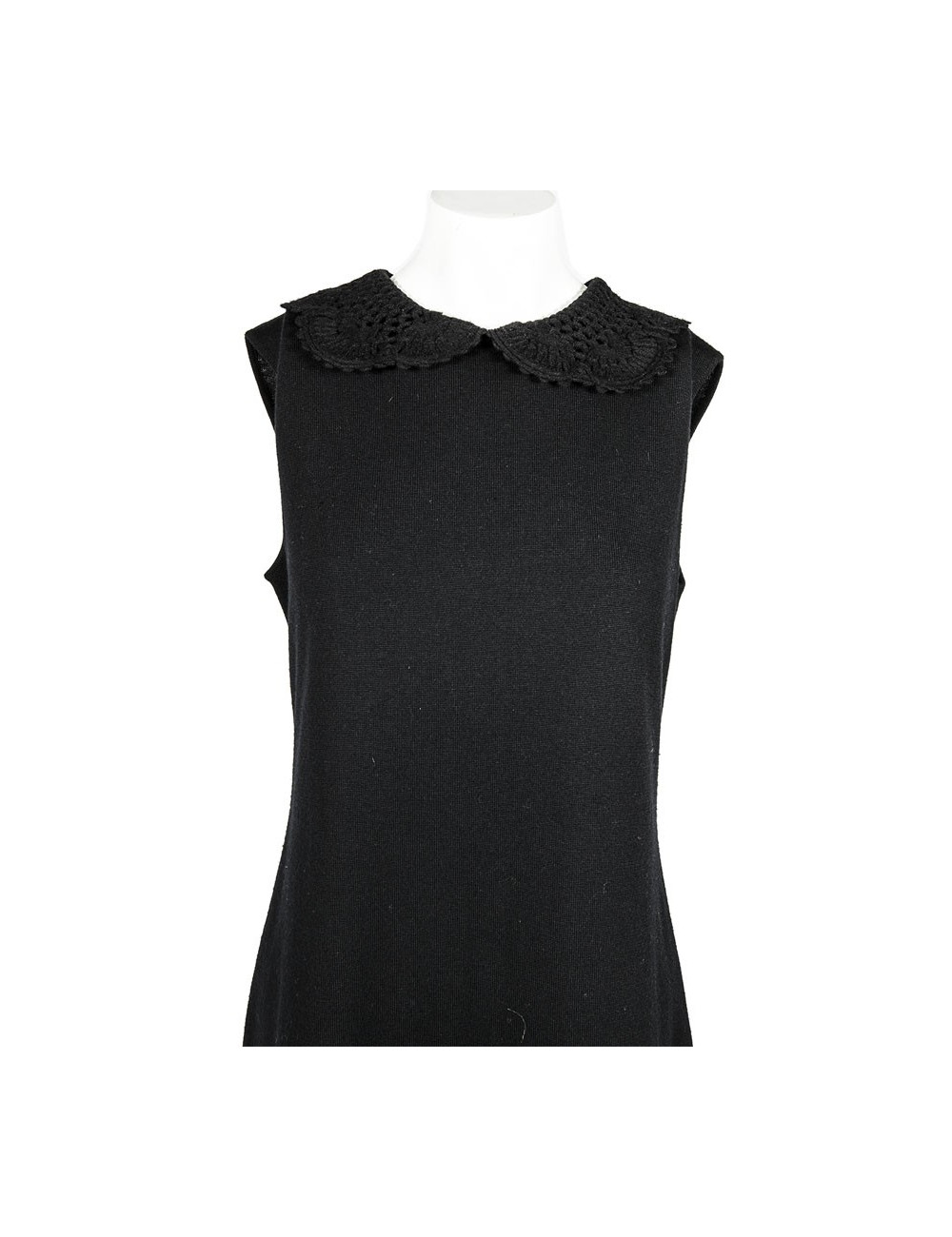 Robe VALENTINO en laine col au crochet noire