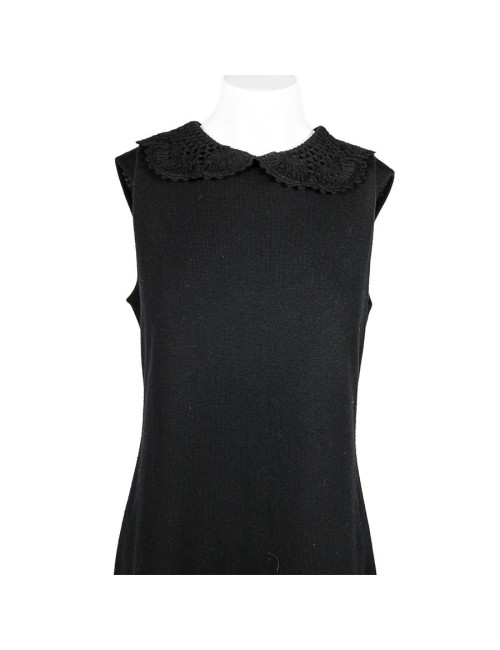 Robe VALENTINO en laine col au crochet noire