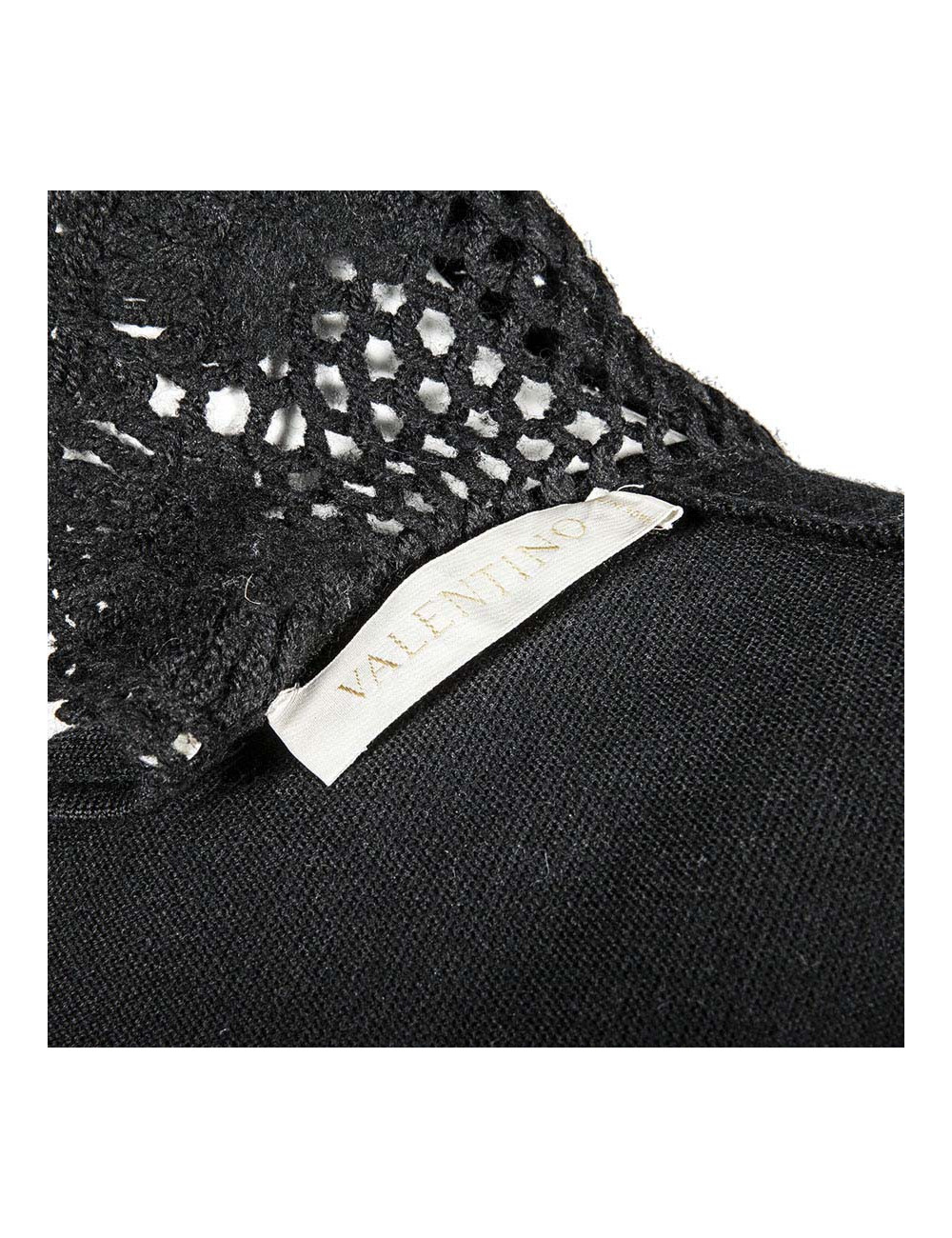 Robe VALENTINO en laine col au crochet noire