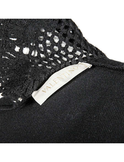 Robe VALENTINO en laine col au crochet noire