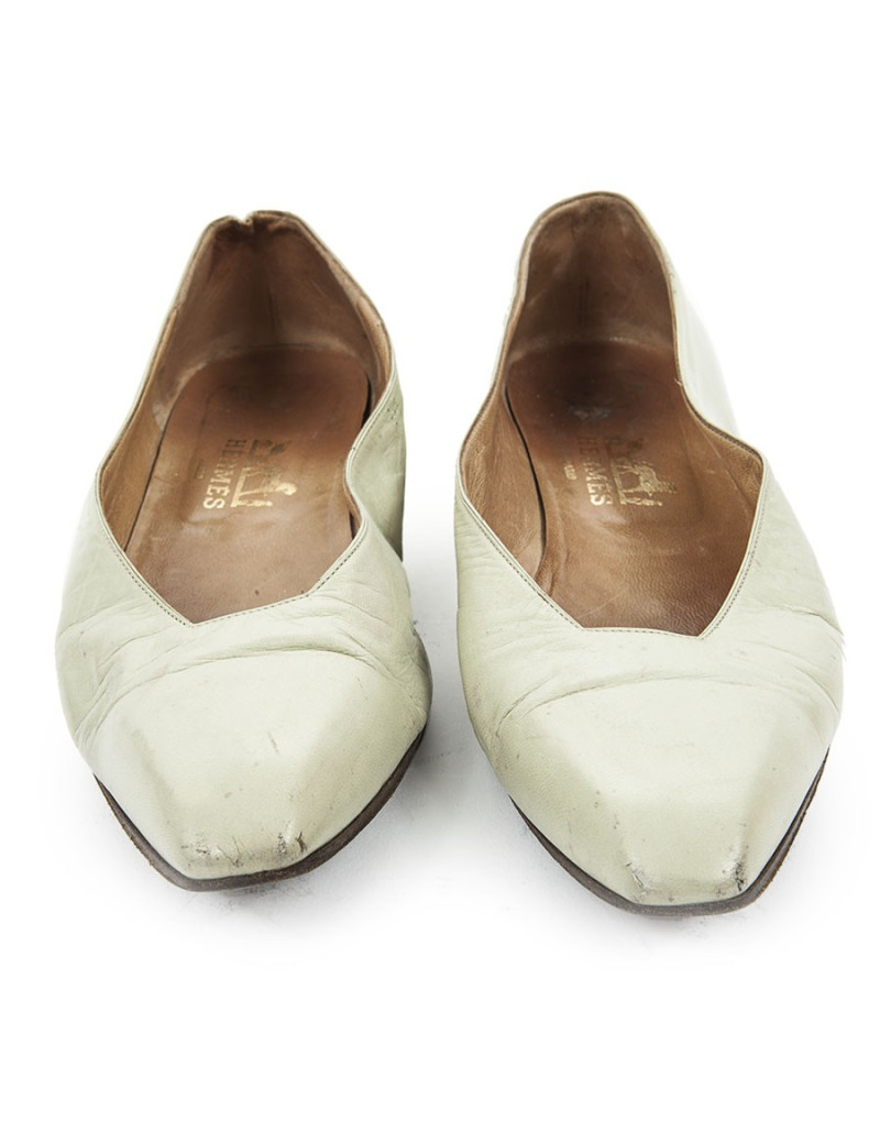 Ballerinas HERMES 35.5 T green lambskin of water