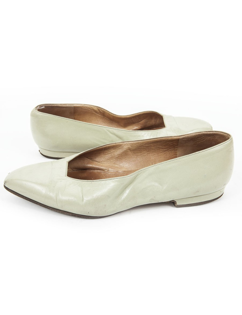 Ballerinas HERMES 35.5 T green lambskin of water