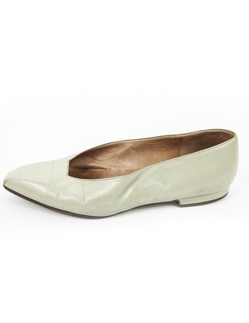 Ballerinas HERMES 35.5 T green lambskin of water