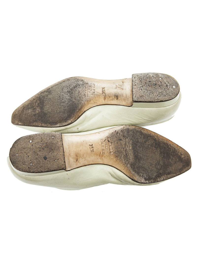 Ballerinas HERMES 35.5 T green lambskin of water