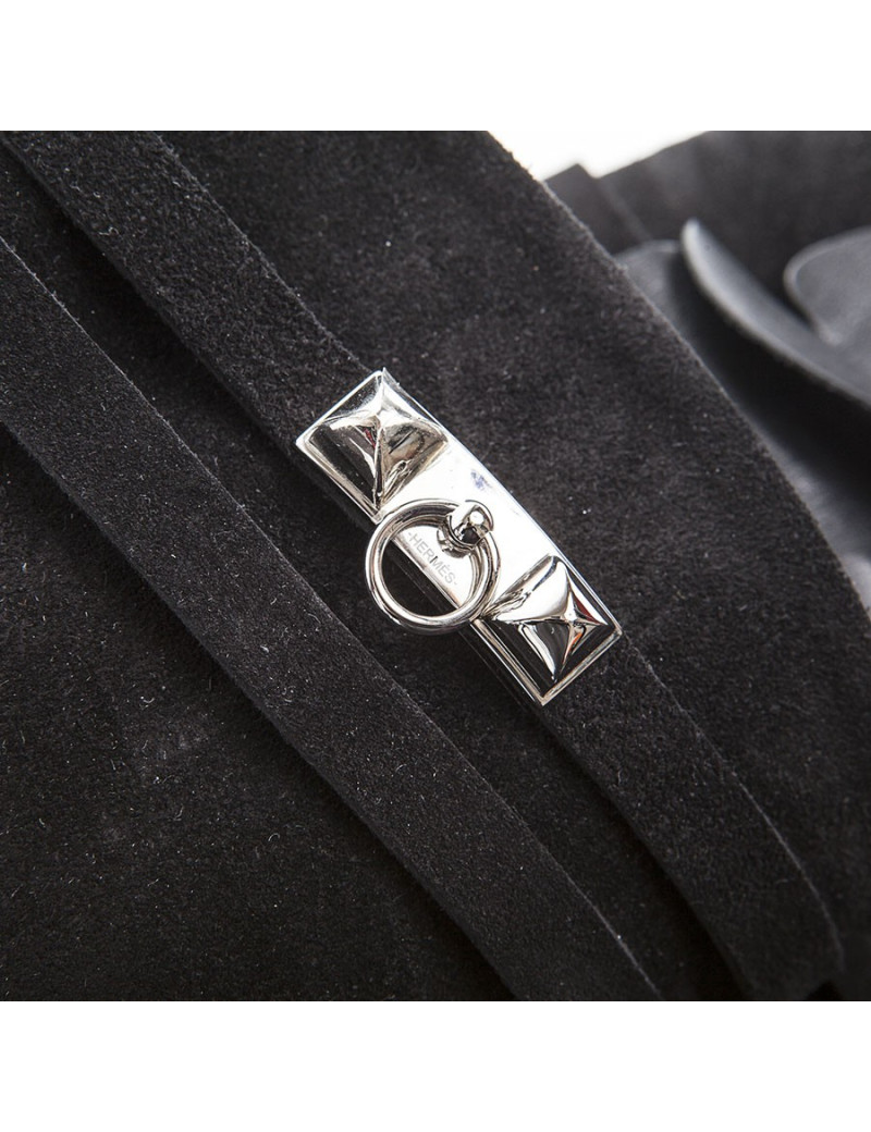 Bottes 'HER' HERMES veau velours noir T40