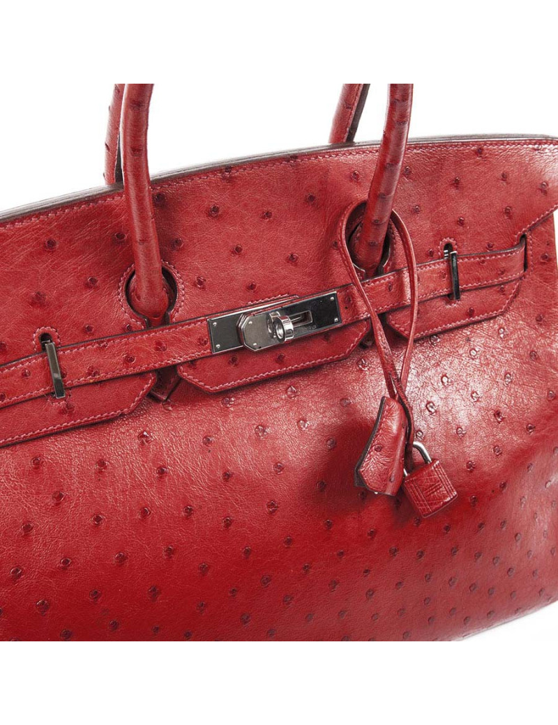 Birkin 35 HERMES en autruche rouge