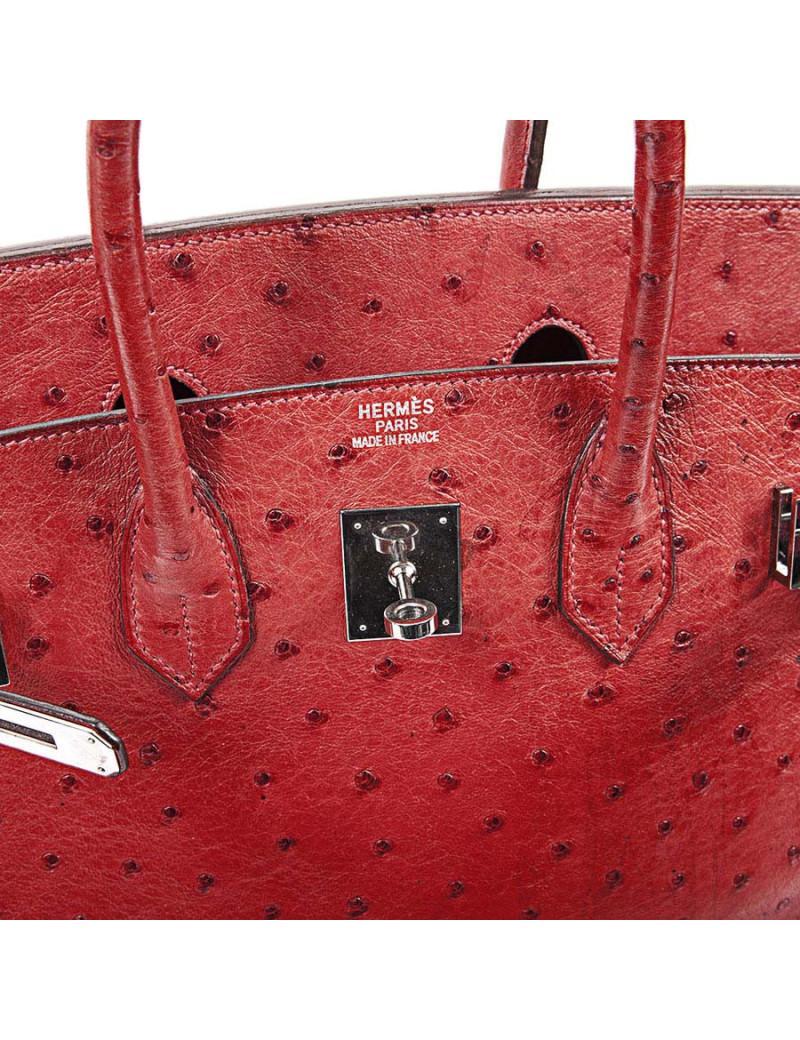 Birkin 35 HERMES en autruche rouge