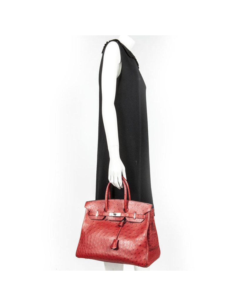 Birkin 35 HERMES en autruche rouge