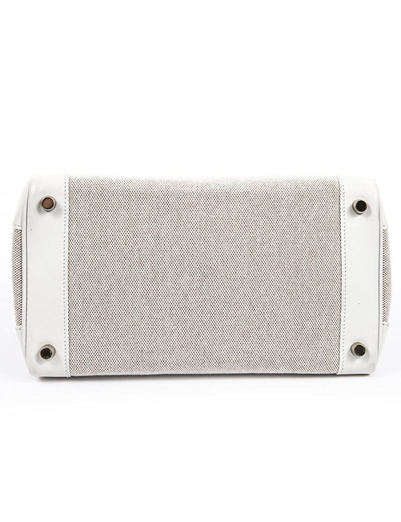 Birkin 30 HERMES toile H et cuir blanc