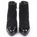 CHANEL T36, 5 calf velvet and black patent leather heels boots