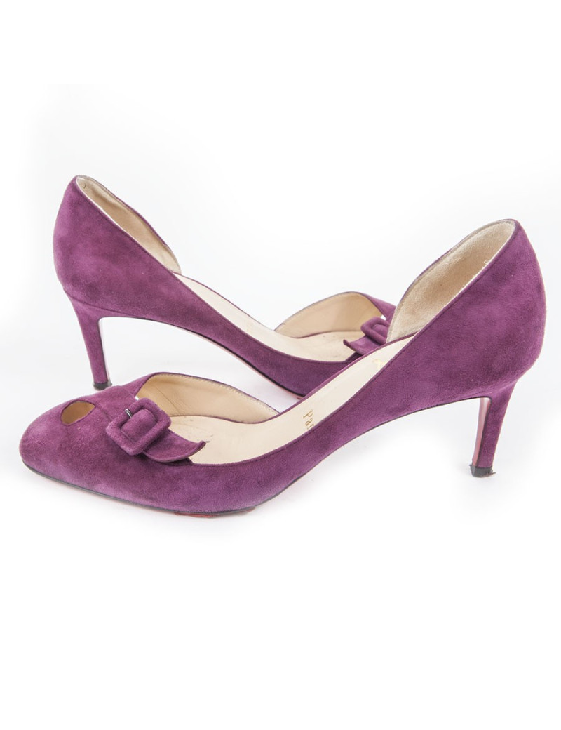 LOUBOUTIN T36 purple suede pumps