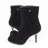 CHANEL T39 Black Suede heels boots