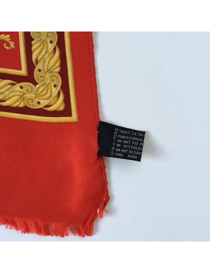 Shop VERSACE red silk scarf
