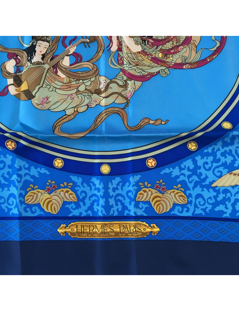 Blue silk HERMES "NIKKO" square
