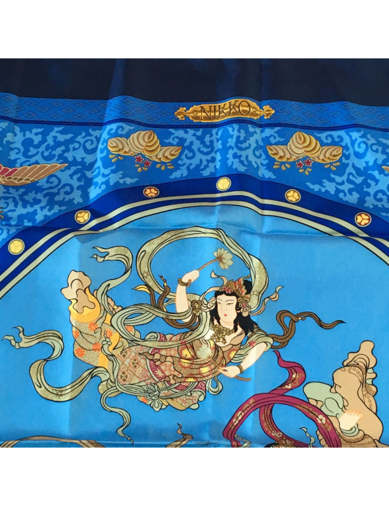 Blue silk HERMES "NIKKO" square