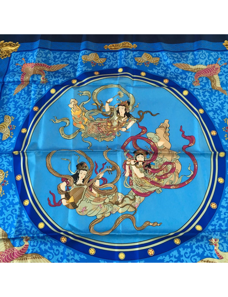 Blue silk HERMES "NIKKO" square