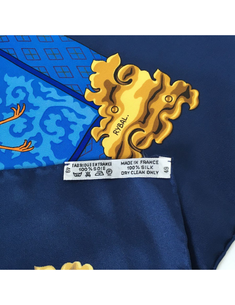 Blue silk HERMES "NIKKO" square
