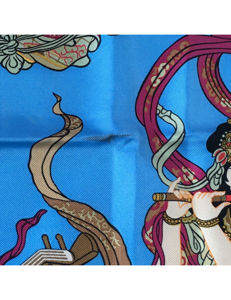 Blue silk HERMES "NIKKO" square