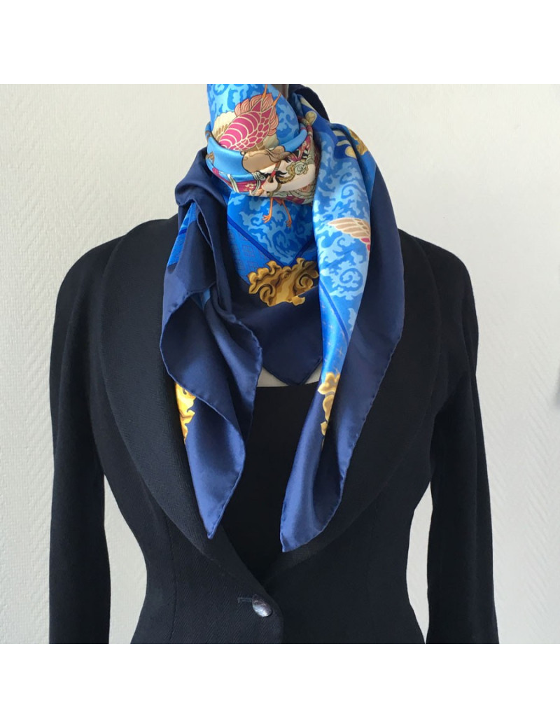 Blue silk HERMES "NIKKO" square