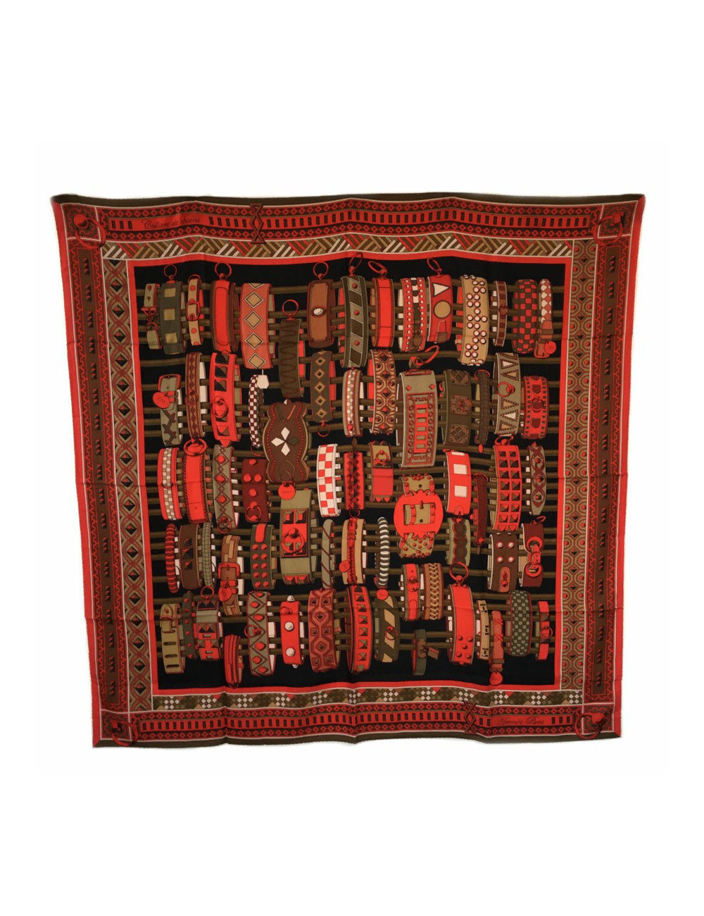 xxx Châle HERMES  "Colliers de chiens" en cachemire et soie multicolore