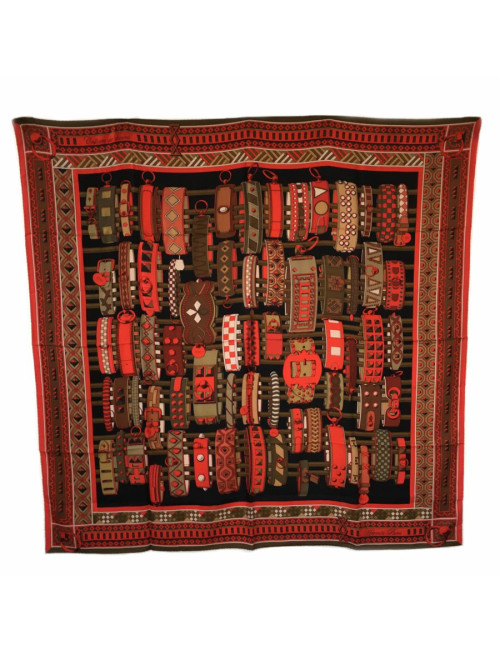 xxx Châle HERMES  "Colliers de chiens" en cachemire et soie multicolore