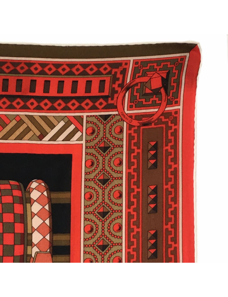 Shawl HERMES "Dog collars" in Kashmir and multicolored silk